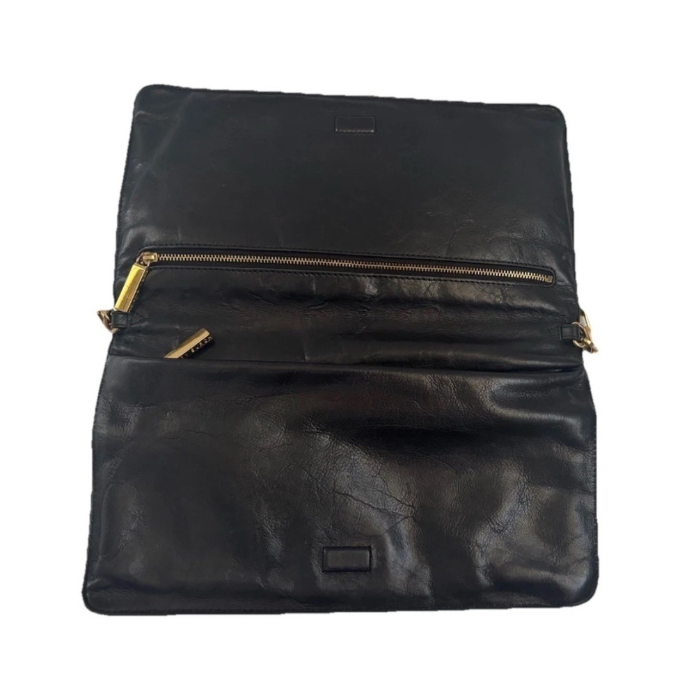 Tory Burch Handbag Purse Black Leather ShoulderBag Clutch - Picture 7 of 11